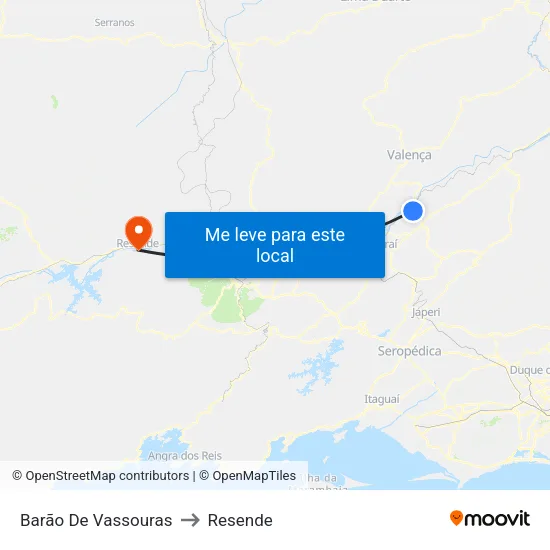 Barão De Vassouras to Resende map