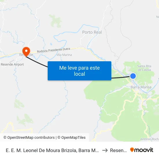 E. E. M. Leonel De Moura Brizola, Barra Mansa to Resende map
