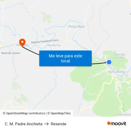 C. M. Padre Anchieta, Barra Mansa to Resende map