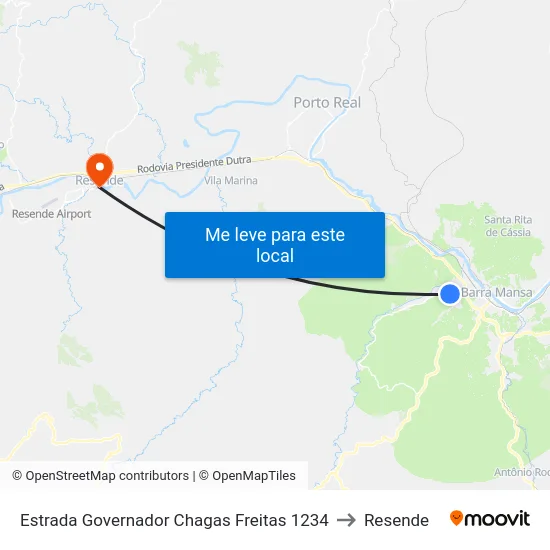 Estrada Governador Chagas Freitas 1234 to Resende map