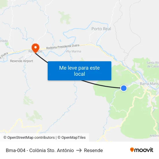 Bma-004 - Colônia Sto. Antônio, Barra Mansa to Resende map