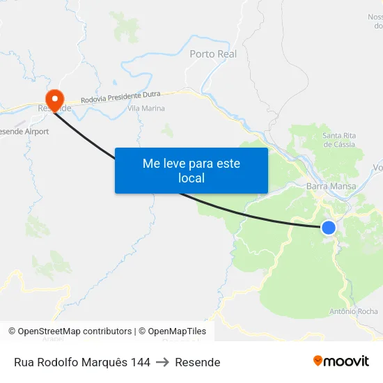 Rua Rodolfo Marquês 144 to Resende map