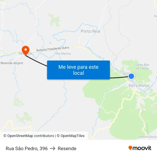 Rua São Pedro, 396 to Resende map
