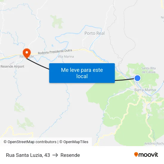 Rua Santa Luzia, 43 to Resende map
