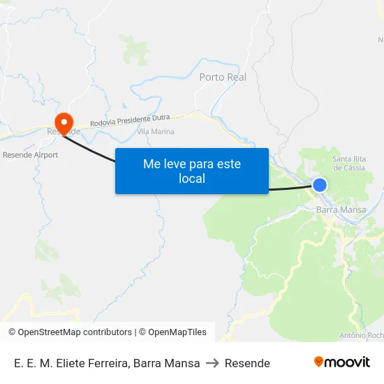 E. E. M. Eliete Ferreira, Barra Mansa to Resende map