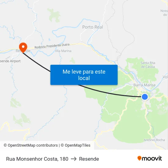 Rua Monsenhor Costa, 180 to Resende map