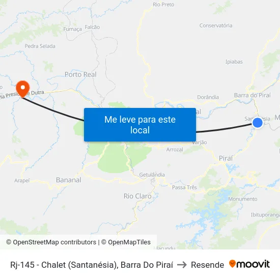 Rj-145 - Chalet (Santanésia), Barra Do Piraí to Resende map
