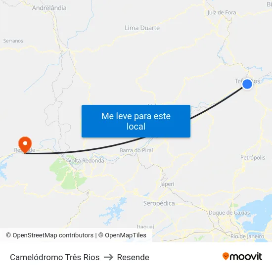 Camelódromo Três Rios to Resende map