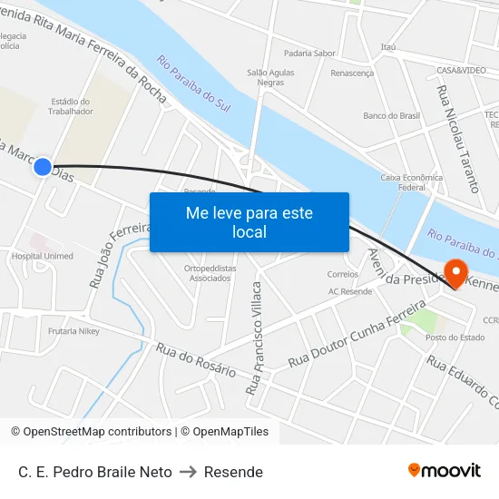 C. E. Pedro Braile Neto, Resende to Resende map