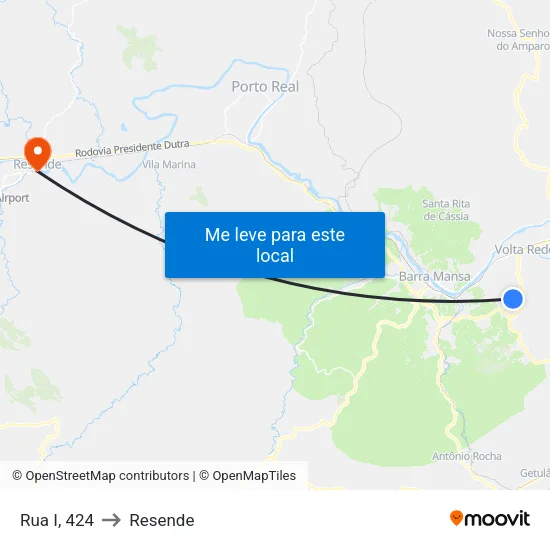 Rua I, 424 to Resende map