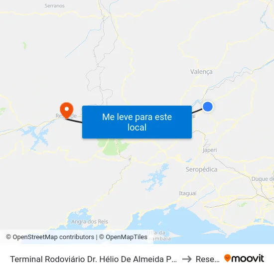 Terminal Rodoviário Dr. Hélio De Almeida Pinto (Vassouras) to Resende map