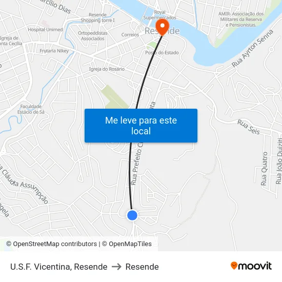 U.S.F. Vicentina, Resende to Resende map