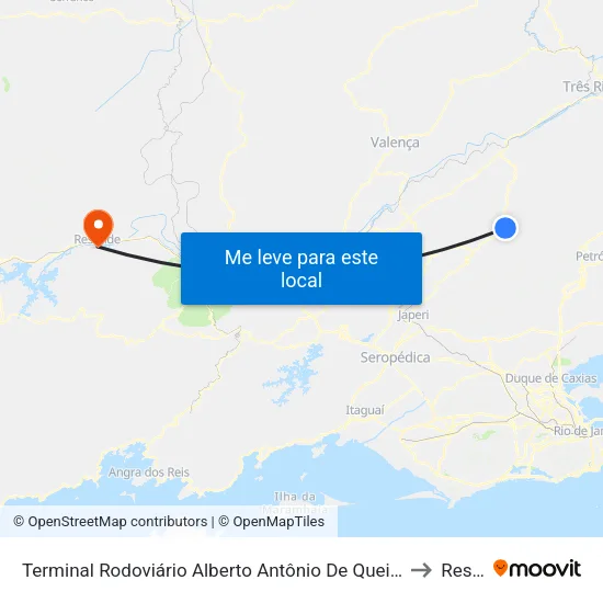 Terminal Rodoviário Alberto Antônio De Queiroz (Centro De Paty Do Alferes) to Resende map