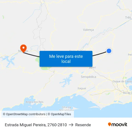 Estrada Miguel Pereira, 2760-2810 to Resende map