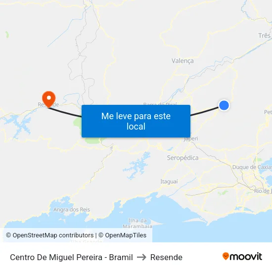 Centro De Miguel Pereira - Bramil to Resende map