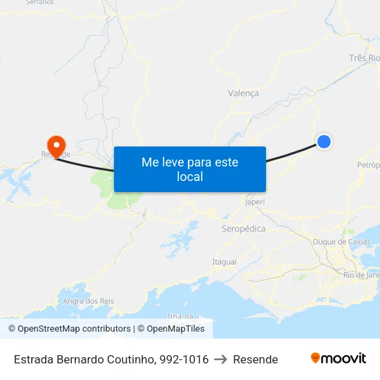 Estrada Bernardo Coutinho, 992-1016 to Resende map