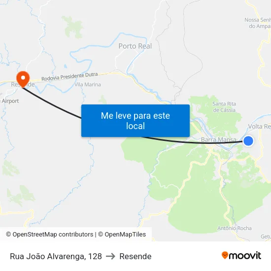 Rua João Alvarenga, 128 to Resende map