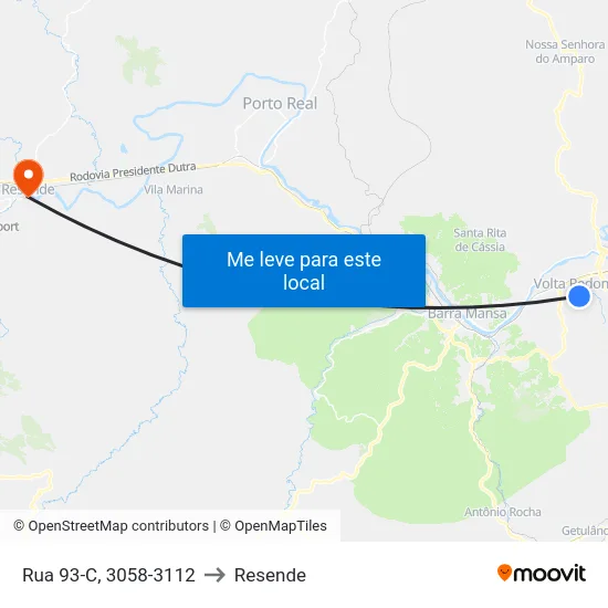 Rua 93-C, 3058-3112 to Resende map