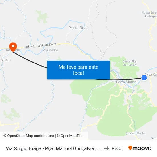 Via Sérgio Braga - Pça. Manoel Gonçalves, Volta Redonda to Resende map