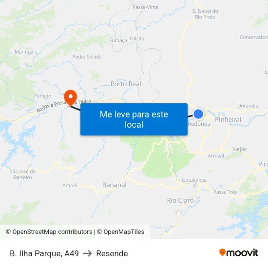 B. Ilha Parque, A49 to Resende map