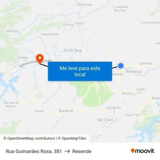Rua Guimarães Rosa, 381 to Resende map
