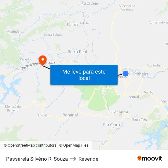 Passarela Silvério R. Souza to Resende map