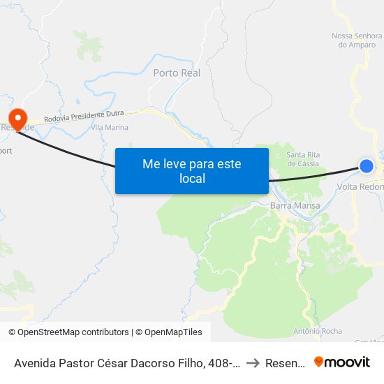 Avenida Pastor César Dacorso Filho, 408-430 to Resende map