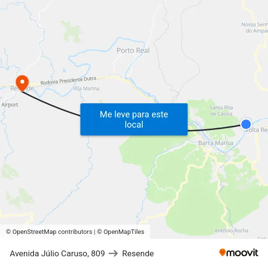 Avenida Júlio Caruso, 809 to Resende map