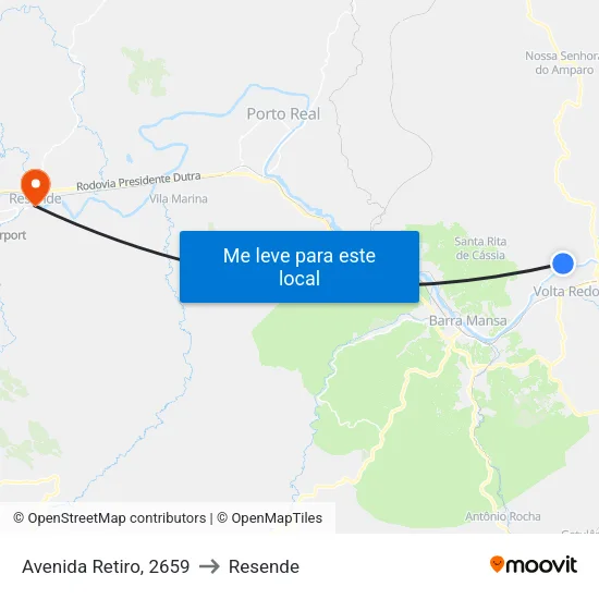 Avenida Retiro, 2659 to Resende map