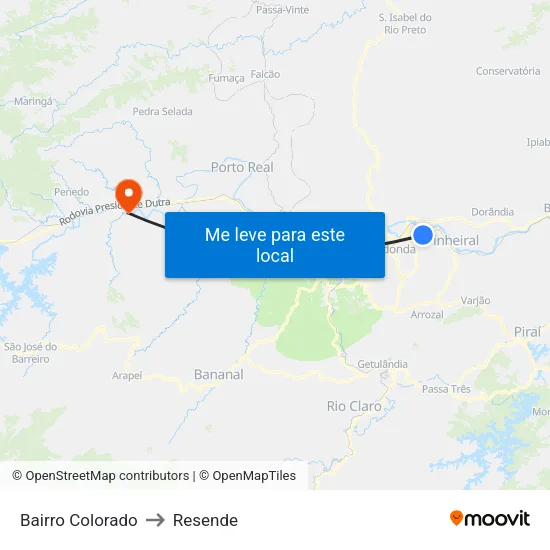 Bairro Colorado, Volta Redonda to Resende map