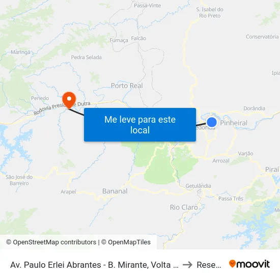Av. Paulo Erlei Abrantes - B. Mirante, Volta Redonda to Resende map