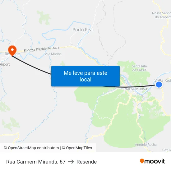 Rua Carmem Miranda, 67 to Resende map