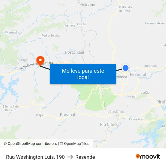 Rua Washington Luís, 190 to Resende map