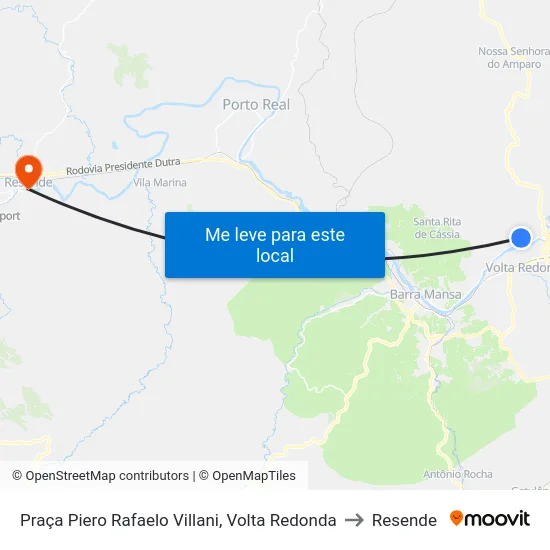Praça Piero Rafaelo Villani, Volta Redonda to Resende map