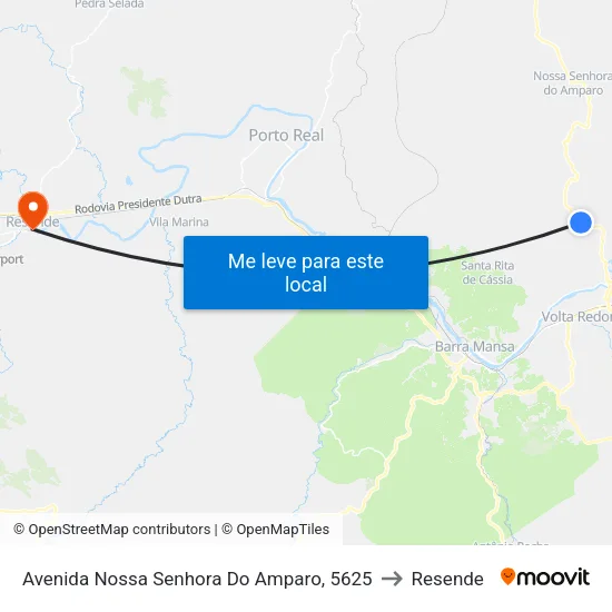 Avenida Nossa Senhora Do Amparo, 5625 to Resende map