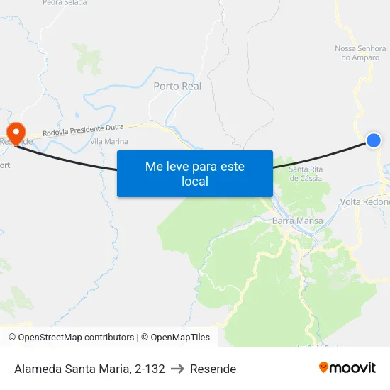 Alameda Santa Maria - B. Stª. Cruz Ii, Volta Redonda to Resende map
