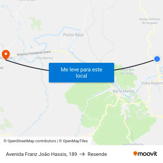 Avenida Franz João Hassis, 189 to Resende map