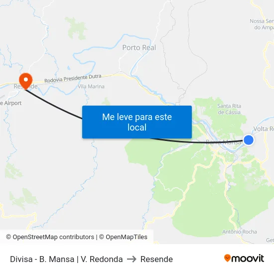 Divisa - B. Mansa | V. Redonda to Resende map