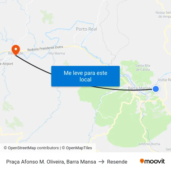 Praça Afonso M. Oliveira, Barra Mansa to Resende map