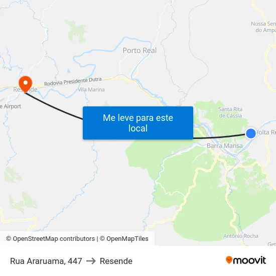 Rua Araruama, 447 to Resende map
