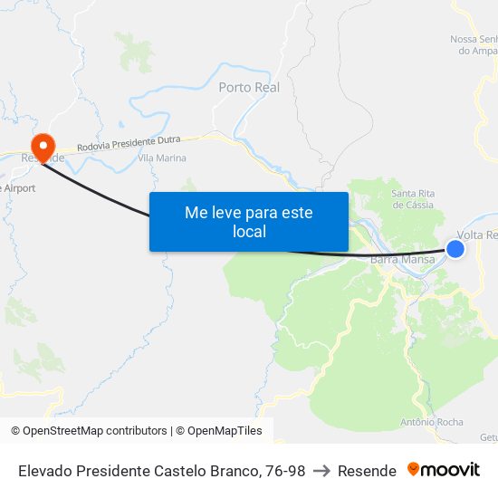 Elevado Presidente Castelo Branco, 76-98 to Resende map