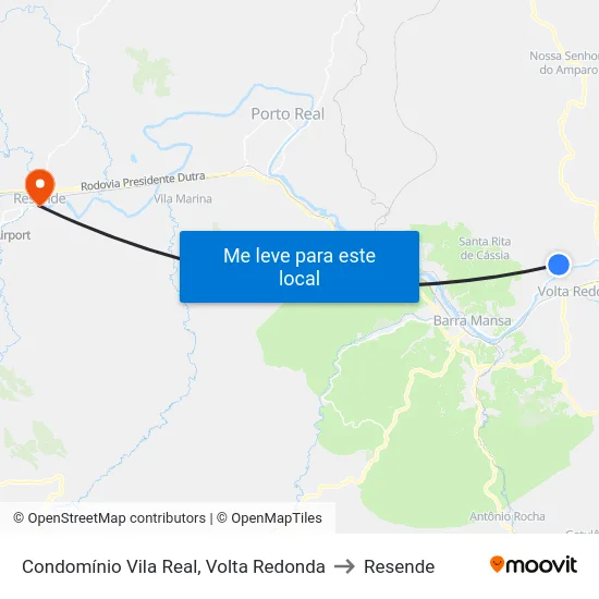 Condomínio Vila Real, Volta Redonda to Resende map