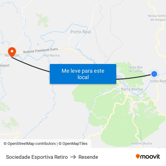 Sociedade Esportiva Retiro to Resende map