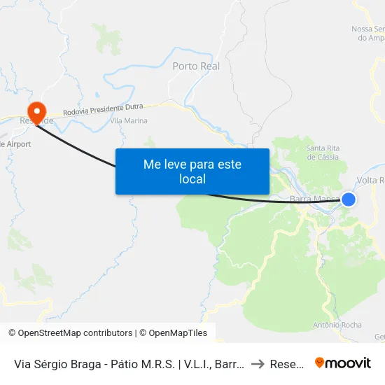 Via Sérgio Braga - Pátio Ferroviário, Barra Mansa to Resende map