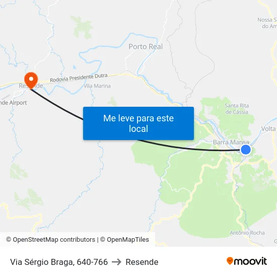 Via Sérgio Braga, 640-766 to Resende map