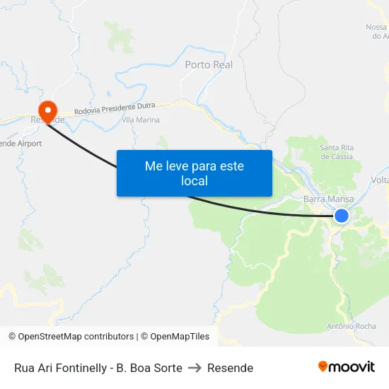 Rua Ari Fontinelly, 374 to Resende map