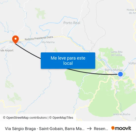 Via Sérgio Braga - Saint-Gobain, Barra Mansa to Resende map