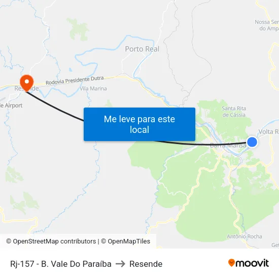 Rj-157 - B. Vale Do Paraíba, Barra Mansa to Resende map