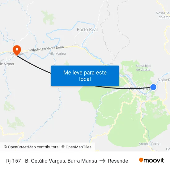 Rj-157 - B. Getúlio Vargas, Barra Mansa to Resende map