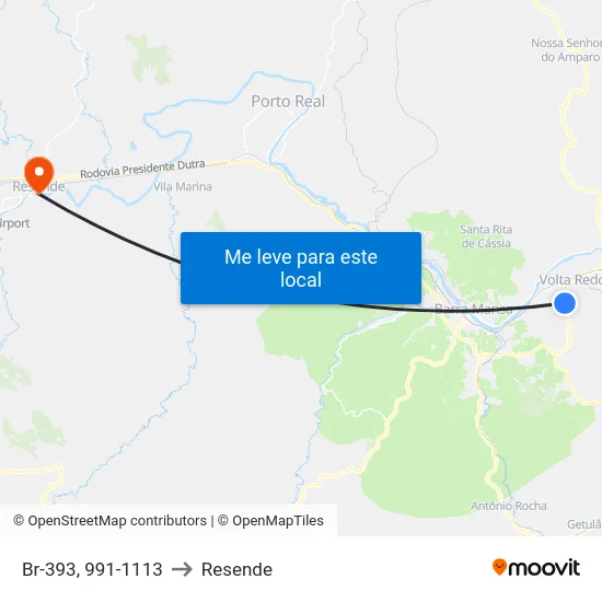 Br-393, 991-1113 to Resende map